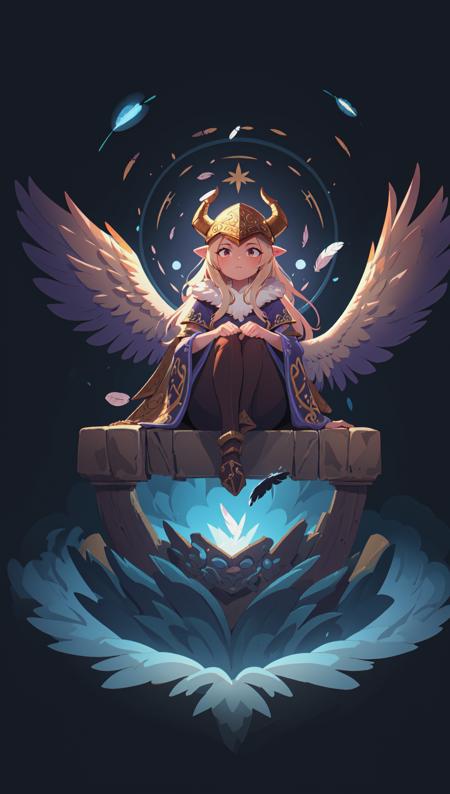 102742-479437655-1girl, valkyrie, feathered wings, wearing ornate viking clothes, sitting knees up, horned helmet, (darkness, dark background_1.3.png